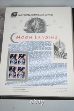 COLLECTION DE TIMBRES AMÉRICAINS DES ANNÉES 1990, 72 PANNEAUX DE TIMBRES #440-509 ENREGISTRÉS DANS UN ALBUM WHITE ACE