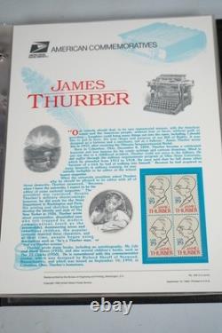 COLLECTION DE TIMBRES AMÉRICAINS DES ANNÉES 1990, 72 PANNEAUX DE TIMBRES #440-509 ENREGISTRÉS DANS UN ALBUM WHITE ACE