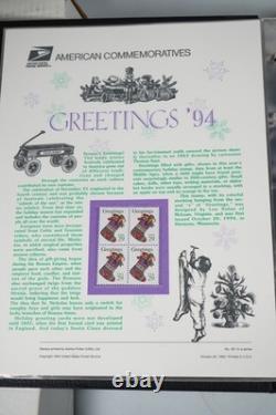 COLLECTION DE TIMBRES AMÉRICAINS DES ANNÉES 1990, 72 PANNEAUX DE TIMBRES #440-509 ENREGISTRÉS DANS UN ALBUM WHITE ACE