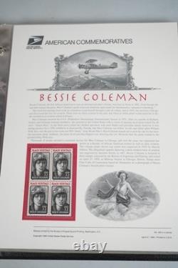 COLLECTION DE TIMBRES AMÉRICAINS DES ANNÉES 1990, 72 PANNEAUX DE TIMBRES #440-509 ENREGISTRÉS DANS UN ALBUM WHITE ACE