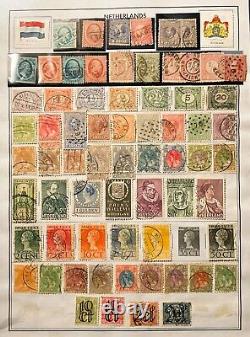 COLLECTION DE TIMBRES ANTIQUES DES PAYS-BAS 500 SUR FEUILLES D'ALBUM 1865-1965 - HOLLANDE