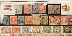 COLLECTION DE TIMBRES ANTIQUES DES PAYS-BAS 500 SUR FEUILLES D'ALBUM 1865-1965 - HOLLANDE