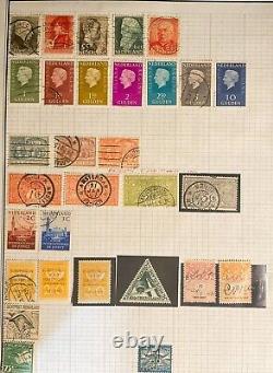 COLLECTION DE TIMBRES ANTIQUES DES PAYS-BAS 500 SUR FEUILLES D'ALBUM 1865-1965 - HOLLANDE