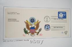 COLLECTION PEINTE À LA MAIN PUGH DES ÉTATS-UNIS DES ANNÉES 1990-2000 DE 32 FDC JUMBO STOCKÉS DANS UN ALBUM