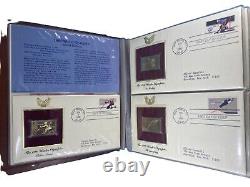 Collection D'ALBUM De 30/x Répliques en Or 22kt et Enveloppes FD de Timbres Américains