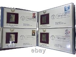 Collection D'ALBUM De 30/x Répliques en Or 22kt et Enveloppes FD de Timbres Américains