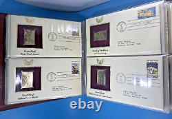 Collection D'ALBUM De 30/x Répliques en Or 22kt et Enveloppes FD de Timbres Américains