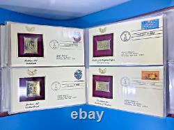 Collection D'ALBUM De 30/x Répliques en Or 22kt et Enveloppes FD de Timbres Américains