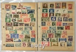 Collection De Timbres Du Monde Des Années 1950 En Album De Feuilles Miniatures