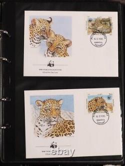 Collection WWF 1984-2013 dans 7 albums personnalisés 52 ensembles MNH + 208 Premiers Jours