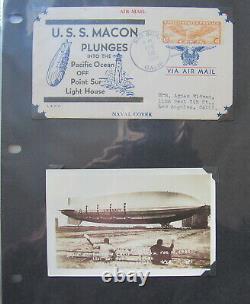 Collection Zeppelin Originale! Album Des Années 1930 Avec Rare Postal History Uss Macon Akron