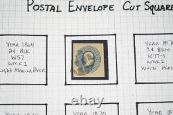 Collection américaine de timbres découpés et d'emballages de papeterie postale dans un album