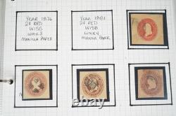 Collection américaine de timbres découpés et d'emballages de papeterie postale dans un album