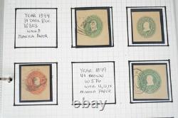 Collection américaine de timbres découpés et d'emballages de papeterie postale dans un album