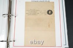 Collection américaine de timbres découpés et d'emballages de papeterie postale dans un album