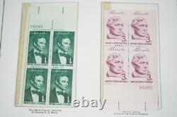 Collection américaine des années 1950-1960 de près de 200 blocs de plaques neufs, conservée dans un album Minkus