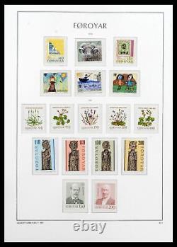 Collection complète de timbres Lot 39021, neufs sans charnière des îles Féroé 1940-2000 dans un album Kabe.