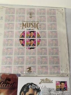 Collection complète de timbres commémoratifs de l'édition spéciale Elvis Presley de l'USPS 1993 + extras
