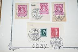 Collection d'Allemagne de plus de 600 timbres usagés avec oblitérations de villes et de chemins de fer sur pages d'album