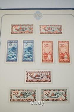 Collection d'albums Indonésie 2 de plus de 275 timbres simples et 50 blocs de 4 tous MNH