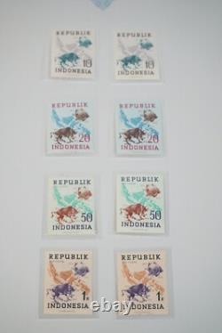Collection d'albums Indonésie 2 de plus de 275 timbres simples et 50 blocs de 4 tous MNH