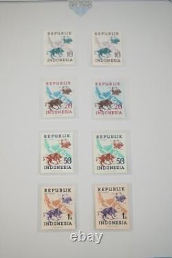 Collection d'albums Indonésie 2 de plus de 275 timbres simples et 50 blocs de 4 tous MNH