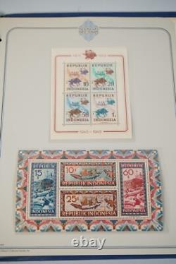 Collection d'albums Indonésie 2 de plus de 275 timbres simples et 50 blocs de 4 tous MNH
