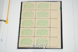 Collection de 150 blocs de plaques de différentes tailles de timbres neufs des États-Unis 1975-1979, stockée dans un album