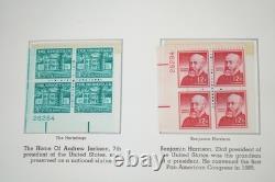 Collection de 275+ blocs de plaques neufs des États-Unis 1959-1971 stockée dans un album Minkus
