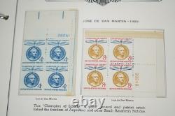 Collection de 275+ blocs de plaques neufs des États-Unis 1959-1971 stockée dans un album Minkus