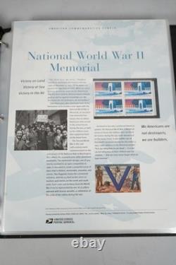 Collection de 60 panneaux de timbres commémoratifs MNH US 2004-2006 dans un album