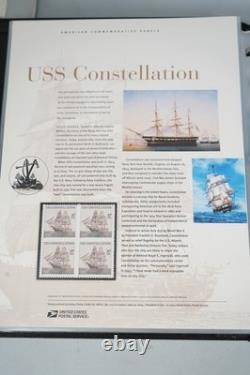 Collection de 60 panneaux de timbres commémoratifs MNH US 2004-2006 dans un album