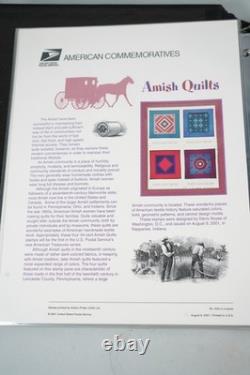 Collection de 70 panneaux de timbres Us 2001-2003, tous MNH, conservés dans un album White Ace