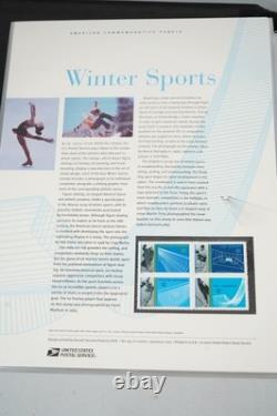 Collection de 70 panneaux de timbres Us 2001-2003, tous MNH, conservés dans un album White Ace