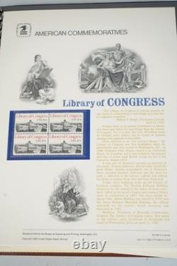 Collection de 80 panneaux de timbres commémoratifs US 1981-1984 stockés dans un album USPS