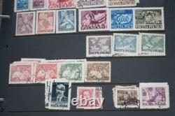 Collection de Pologne de plus de 4500 timbres neufs et utilisés stockés dans un album sur des pages de stock