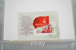 Collection de Russie de 250+ timbres et feuillets-souvenirs neufs et utilisés rangés dans un album bleu