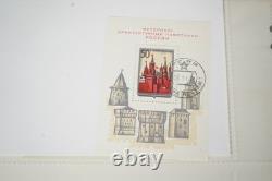 Collection de Russie de 250+ timbres et feuillets-souvenirs neufs et utilisés rangés dans un album bleu