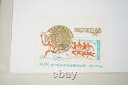 Collection de Russie de 250+ timbres et feuillets-souvenirs neufs et utilisés rangés dans un album bleu