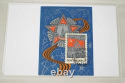 Collection de Russie de 250+ timbres et feuillets-souvenirs neufs et utilisés rangés dans un album bleu