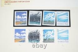 Collection de Suède de plusieurs centaines de timbres neufs, FDC et livrets dans un album