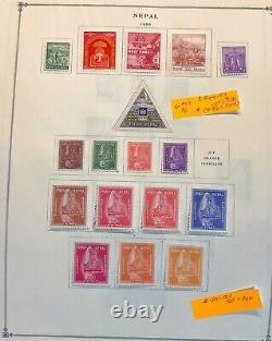 Collection de base du NÉPAL ensembles NEUFS sur pages d'album Salut CV ! Premiers timbres du Népal ! 150ct.