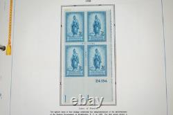Collection de blocs de 150+ PL et 1 feuille US 1950-1960, tous neufs dans un album White Ace