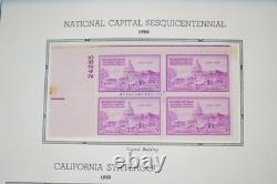 Collection de blocs de 150+ PL et 1 feuille US 1950-1960, tous neufs dans un album White Ace