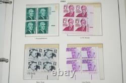 Collection de blocs de plaques de 280 + timbres neufs des États-Unis 1967-1978 dans un album Minkus