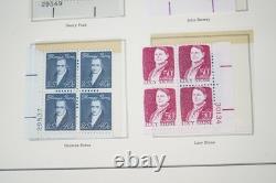 Collection de blocs de plaques de 280 + timbres neufs des États-Unis 1967-1978 dans un album Minkus