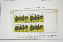 Collection de blocs de plaques de 280 + timbres neufs des États-Unis 1967-1978 dans un album Minkus