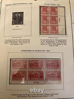 Collection de blocs de timbres américains de plus de 600 pièces, de 1929 à 1975, principalement jamais charniérés.