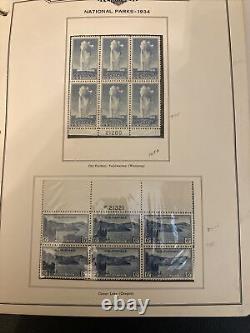 Collection de blocs de timbres américains de plus de 600 pièces, de 1929 à 1975, principalement jamais charniérés.