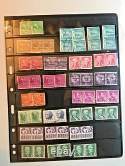 Collection de bobines des États-Unis (750+) sur 14 pages dans un ancien album White Ace, 1939-1988